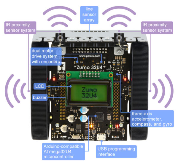 ROBOT POLOLU ZUMO ARDUINO 32U4 (CON MOTORES 75:1 HP 6V) #3126 POLOLU - Imagen 2