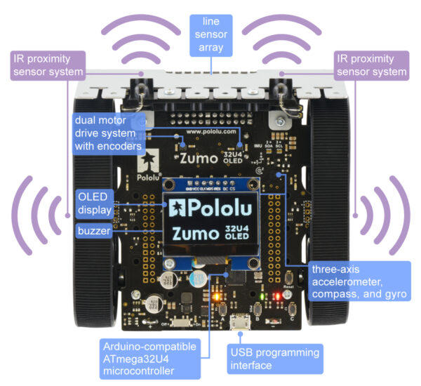 ROBOT ZUMO 32U4 OLED (CON MOTORES 75:1 HP) #4992 POLOLU - Imagen 7
