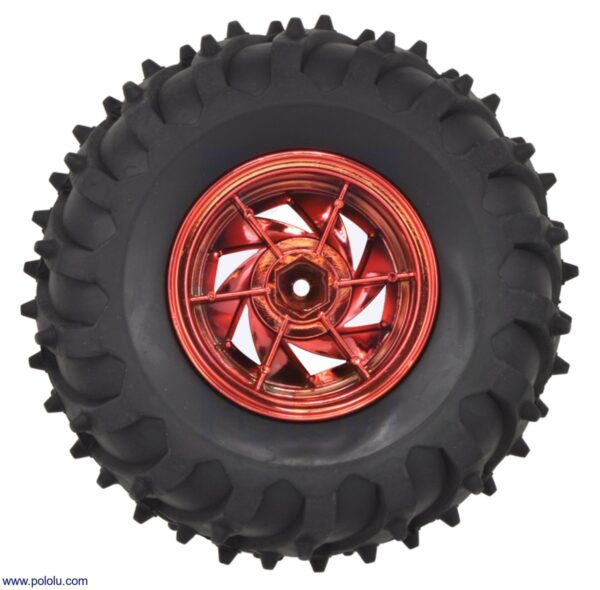 PAR DE LLANTAS 120*6MM POLOLU DAGU WILD THUMPER 4MM DE EJE ROJO #1555 POLOLU - Imagen 2