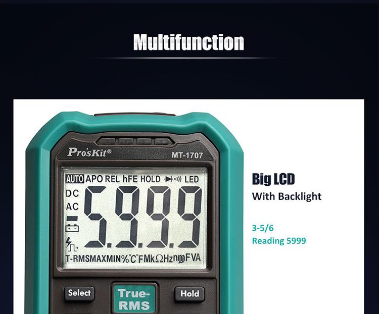 MULTÍMETRO PROSKIT MT-1707 TRUE RMS - Imagen 10