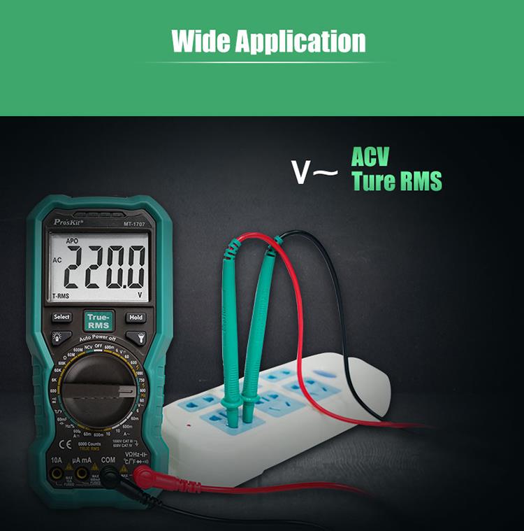 MULTÍMETRO PROSKIT MT-1707 TRUE RMS - Imagen 2