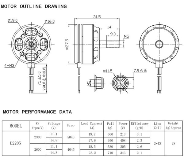 MOTOR BRUSHLESS RS2205 2300KV CCW - Imagen 2