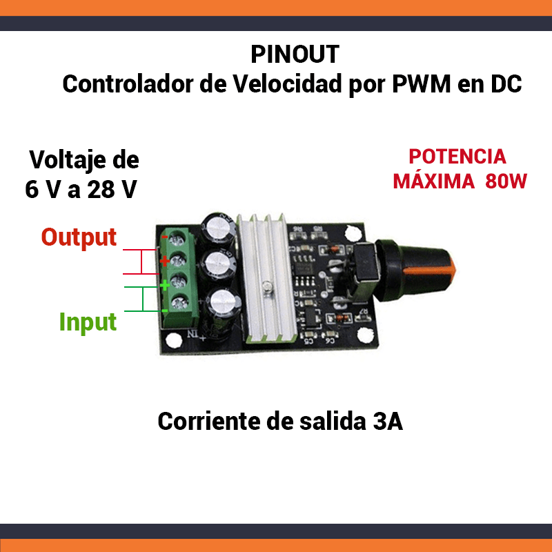 MÓDULO PWM DC 6V 12V 24V 28V - 3A IDEAL PARA FOCOS O MOTORES DC - Imagen 3
