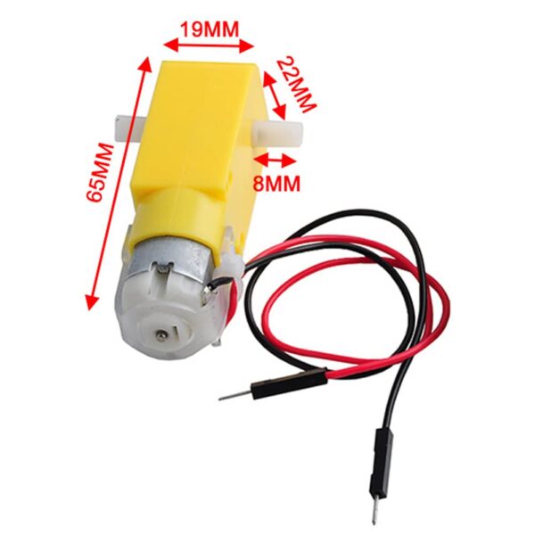 MOTORREDUCTOR TT 2 EJES AMARILLO 6VDC 48:1 PLÁSTICO CON CABLES SOLDADOS
