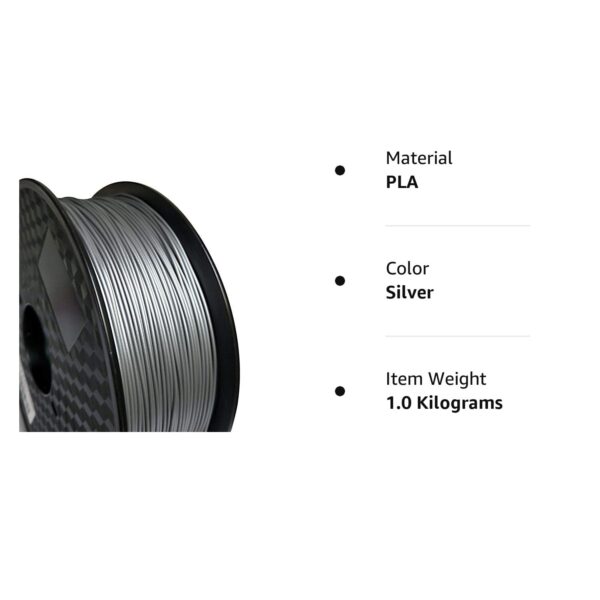 FILAMENTO PLA 1,75 PARA IMPRESORA 3D ROLLO 1KG PLATEADO SILVER - Imagen 4