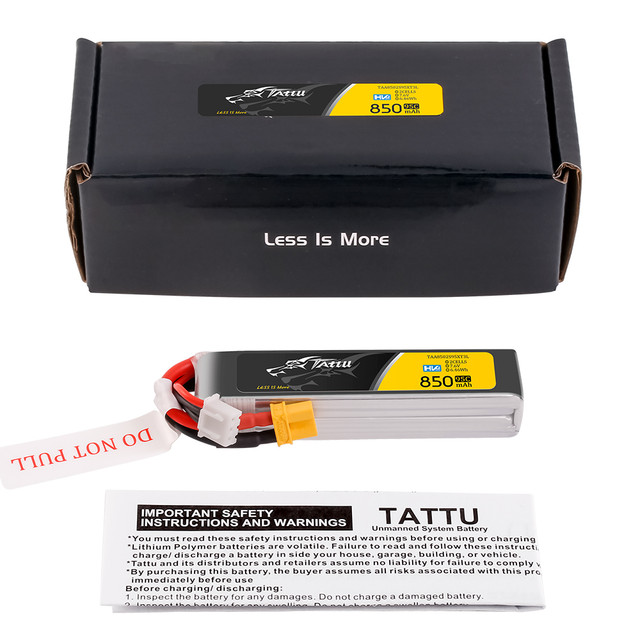 BATERÍA LIPO 2S 7,6V 850MAH TATTU  95C XT30