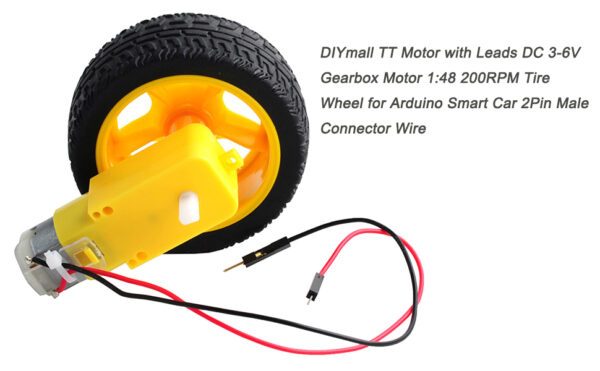 MOTORREDUCTOR TT 2 EJES AMARILLO 6VDC 48:1 PLÁSTICO CON CABLES SOLDADOS - Imagen 5