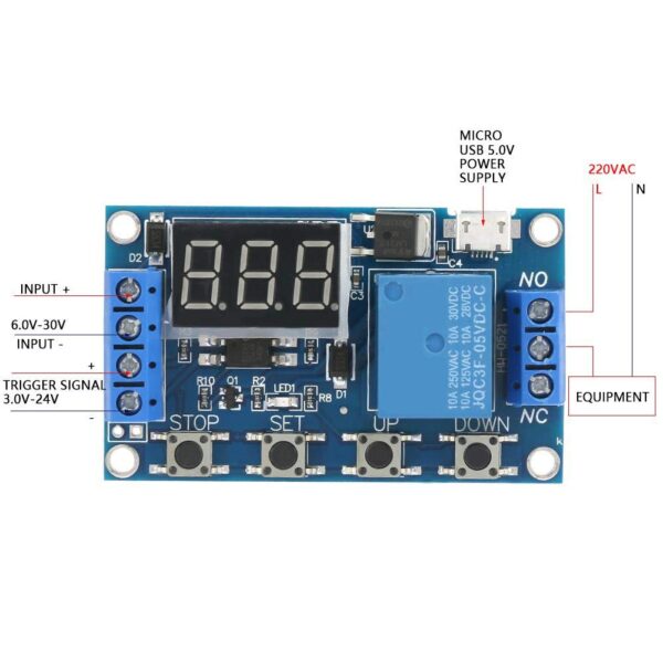 MODULO TEMPORIZADOR TIMER DIGITAL CON DISPLAY Y RELÉ 5VDC - Imagen 6