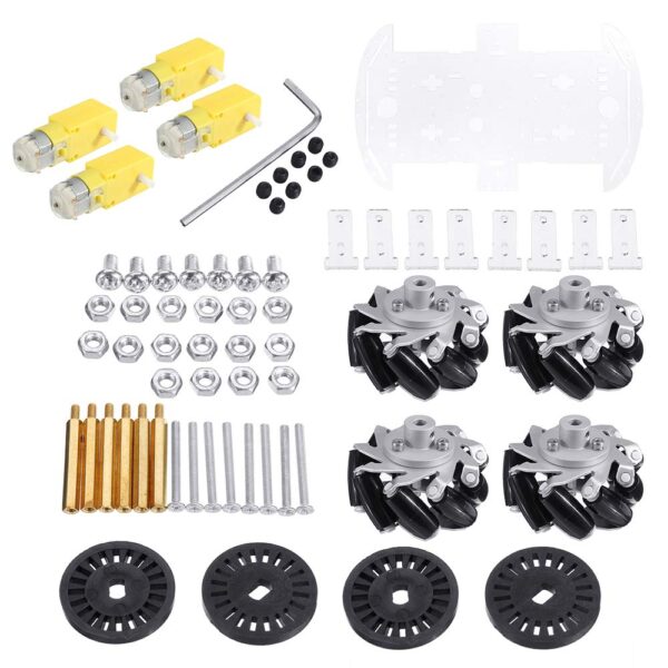 KIT PARA ARMAR CHASIS CARRO ROBOT 4WD 2 BASES ACRÍLICAS LLANTAS MECANUM - Imagen 5