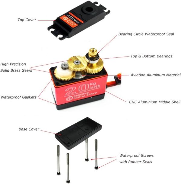 SERVOMOTOR DIGITAL 20KG.CM METÁLICO 180° DS3218MG - Imagen 5