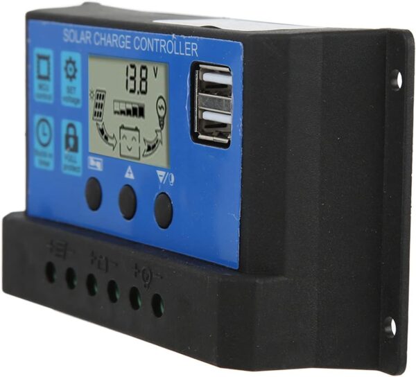 CONTROLADOR DE CARGA SOLAR CON LCD Y 2 USB 30A 12V/24V - Imagen 3