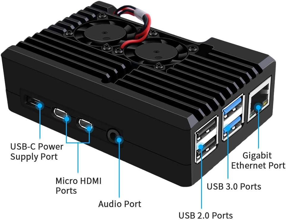 CASE RASPBERRY PI 4 ALUMINIO  Y 2 VENTILADORES - Imagen 7