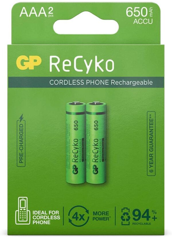 PILA RECARGABLE AAA GP 650MAH*2