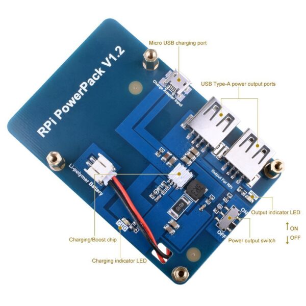 MÓDULO DE ENERGÍA BATERÍA LITIO 3,7V 3800MAH PARA RASPBERRY PI - Imagen 3