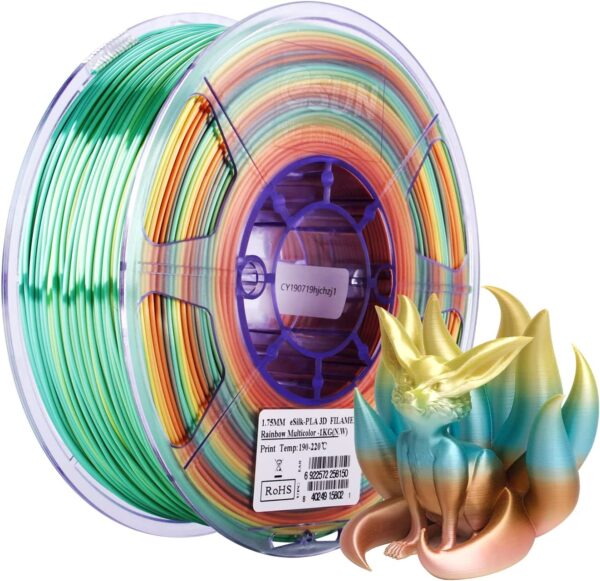 FILAMENTO PLA 1,75 PARA IMPRESORA 3D ROLLO 1KG FLUORESCENTE LUMINOSO GRADIENTE ARCOIRIS