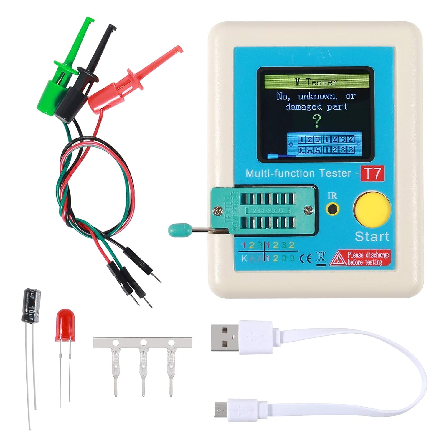 TESTER MULTIFUNCIÓN COMPROBADOR LCR-T7 RESISTENCIA, DIODO, TRIAC, CAPACITOR, INDUCTOR
