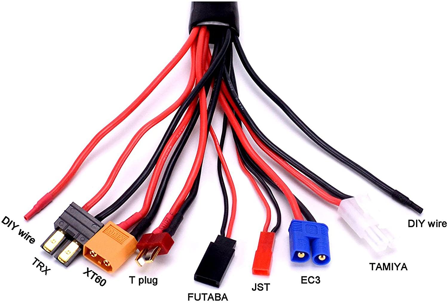 CABLE MULTI PARA CARGADOR LIPO B6 ,T, BANANA, TRX, XT60, EC3 - Imagen 4