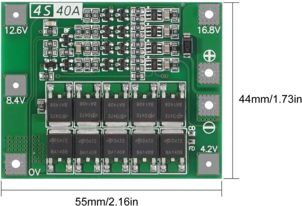 MÓDULO CARGADOR BATERÍA LITIO BMS 18650 4S 40A 18650 - Imagen 4