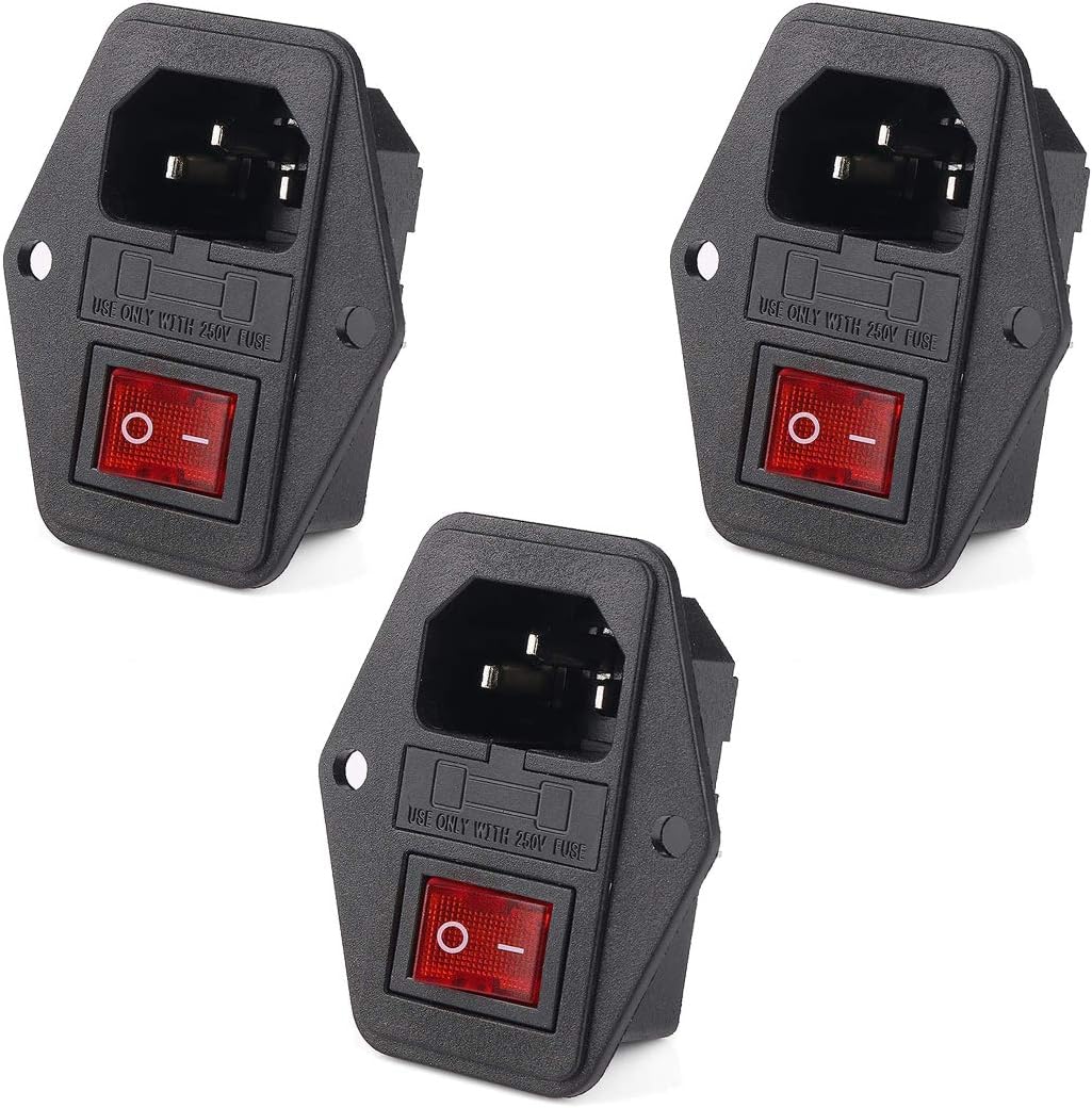 JACK AC 3 PINES 250V 15A CON INTERRUPTOR, LUZ Y FUSIBLE - Imagen 2