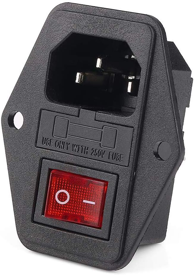 JACK AC 3 PINES 250V 15A CON INTERRUPTOR, LUZ Y FUSIBLE