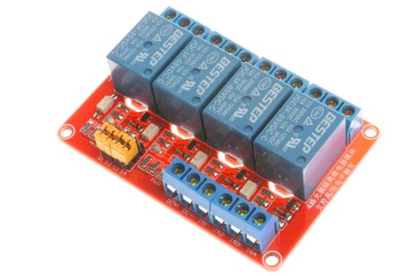 MÓDULO RELÉ 5V 4 CANALES CON OPTOACOPLADORES HIGH/LOW ALTO/BAJO (ROJO) - Imagen 5