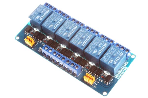 MÓDULO RELÉ 5V 6 CANALES CON OPTOACOPLADORES HIGH/LOW ALTO/BAJO - Imagen 3