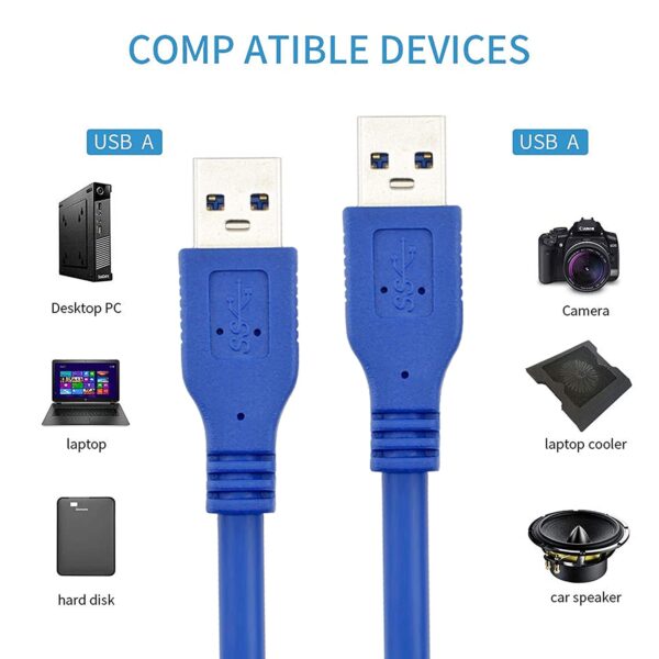 CABLE USB TIPO A MACHO A USB TIPO A MACHO 1M 2.0 CELESTE - Imagen 2