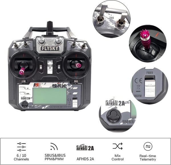 RC RADIO CONTROL FLYSKY FS-I6X (HASTA 10 CANALES) CANALES 2,4GHZ CON RECEPTOR FS-IA10B - Imagen 5