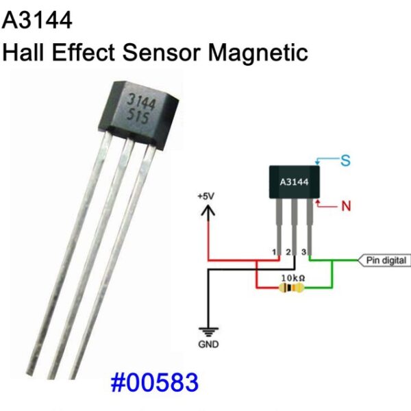 SENSOR EFECTO HALL A3144EU4 A3144 TO-92UA - Imagen 2
