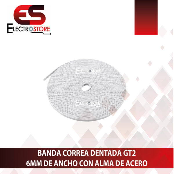 CORREA BANDA DENTADA GT2 6MM DE ANCHO CON ALMA DE ACERO (POR METROS) - Imagen 3