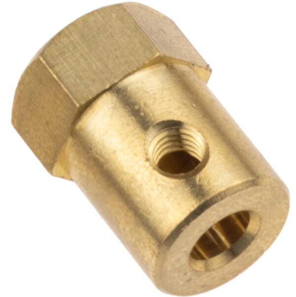ACOPLE DE BRONCE HEXAGONAL MOTOR  DE EJE 4MM 18MM LONGITUD - Imagen 2