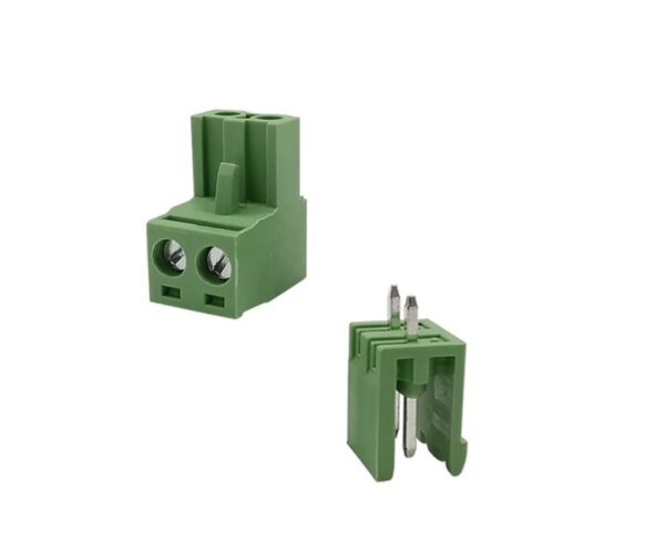 BORNERA 2 PINES PCB 5MM 2EDG5.08-2P ÁNGULO RECTO VERDE - Imagen 2