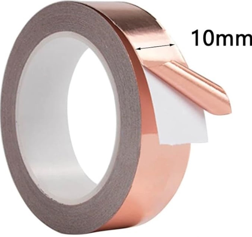 ROLLO CINTA COBRE/ALUMINIO 10MM*0,1MM 1 LADO 20M