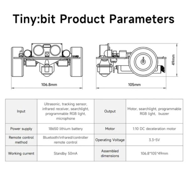 ROBOT TINYBIT SEGUIDOR DE LÍNEA Y DETECTOR DE OBSTÁCULOS (KIT PARA ARMAR) - Imagen 3