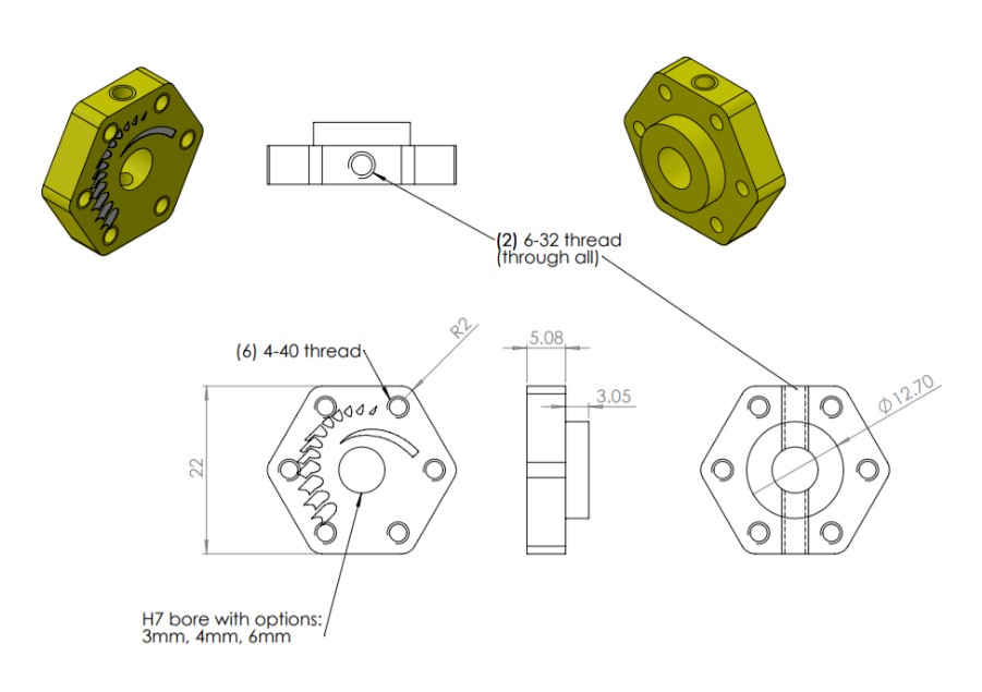 PAR DE ACOPLES HUB FINGERTECH PARA LLANTAS MEGA SUMO EJE 4MM - Imagen 3