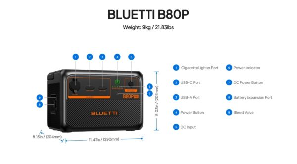 BLUETTI B80P BATERÍA DE EXPANSIÓN PARA ESTACIÓN DE ENERGÍA | 806WH | 100% ORIGINAL - Imagen 5