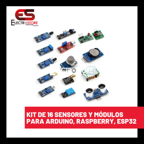 KIT DE 16 SENSORES Y MÓDULOS PARA ARDUINO Y RASPBERRY - Imagen 2