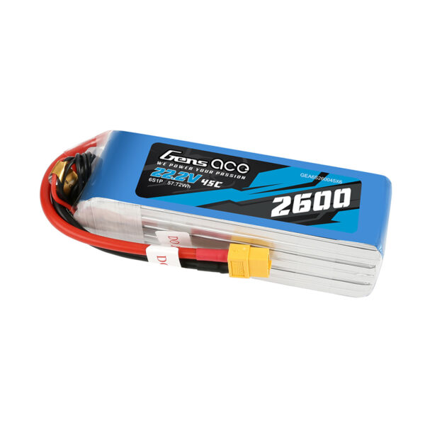 BATERÍA LIPO 6S 22,2V 2600MAH TATTU GENS ACE 45C XT60 - Imagen 4