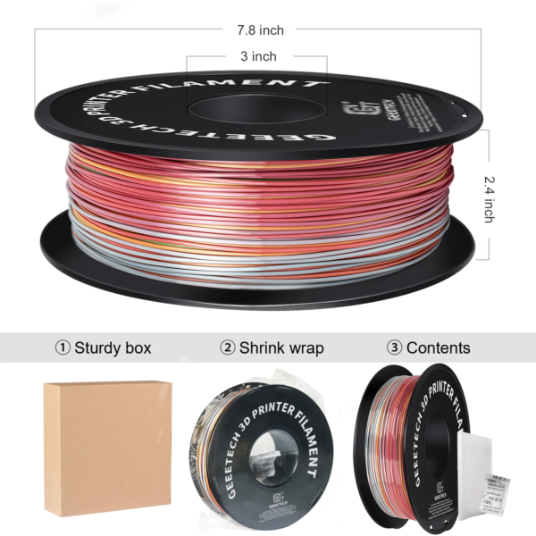 FILAMENTO PLA 1,75 PARA IMPRESORA 3D ROLLO 1KG GRADIENTE ARCOIRIS - Imagen 5