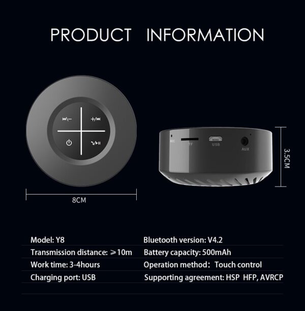 PARLANTE BLUETOOTH Y8 SD AUXILIAR ESTEREO SUBWOOFER - Imagen 4