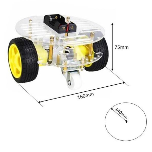 KIT PARA ARMAR CHASIS CARRO ROBOT 2WD 2 BASES ACRÍLICAS REDONDO RUEDA METÁLICA ALTA CALIDAD - Imagen 2