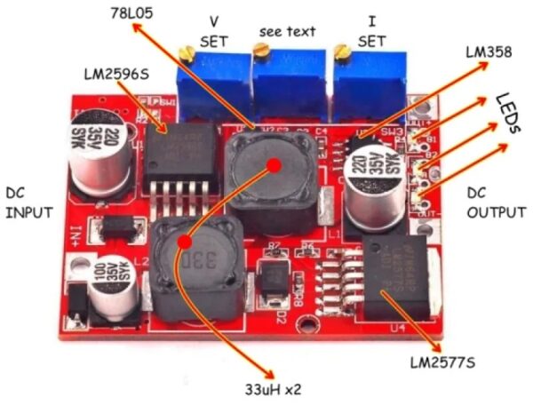 MÓDULO 2 EN 1 ELEVADOR DE VOLTAJE LM2577 / REDUCTOR DE VOLTAJE LM2596 STEP UP/DOWN BUCK BOOST CARGADOR DE BATERÍAS - Imagen 3