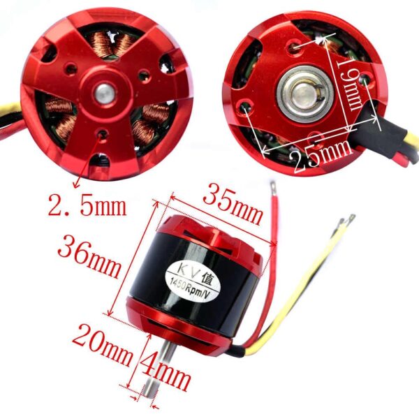 MOTOR BRUSHLESS 1000KV EMP N3536 - Imagen 3