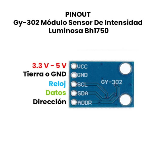 MÓDULO SENSOR DE INTENSIDAD DE LUZ GY-302 BH1750 - Imagen 5