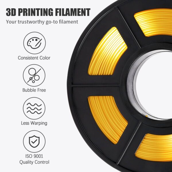 FILAMENTO PLA SILK 1,75 PARA IMPRESORA 3D ROLLO 1KG AMARILLO - Imagen 2