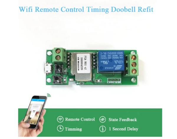 MÓDULO RÉLE 5V 1 CANAL CON WIFI PSF-B01 PARA CELULAR, PUERTA O LUCES - Imagen 2