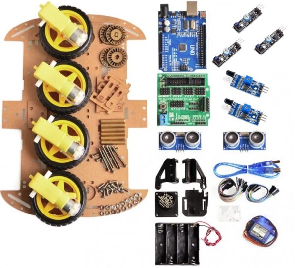 KIT ROBOT DETECTOR DE OBSTÁCULOS, ARDUINO 4WD