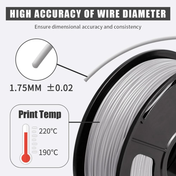 FILAMENTO PLA FLEXIBLE 1,75 PARA IMPRESORA 3D ROLLO 1KG PLOMO - Imagen 3