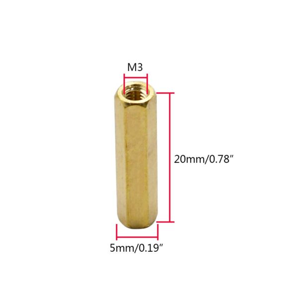 SEPARADOR COLUMNA HEXAGONAL M3 20MM+6MM HEMBRA MACHO - Imagen 2