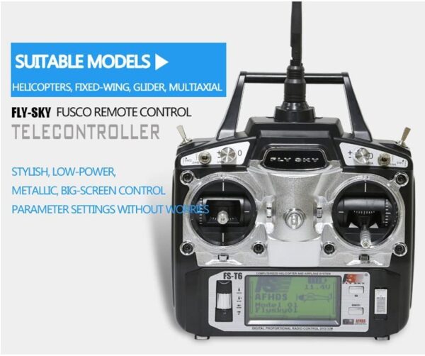 RC RADIO CONTROL FLYSKY FS-T6 6 CANALES 2,4GHZ ALTA PRECISIÓN - Imagen 3